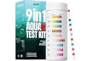 WOLMDS Aquarium Test Strips - 9-in-1 Aquarium Water Test Kit: Fish Tank Testing Kit for Freshwater & Saltwater, 100 Strips,Fast & Accurate Ammonia, pH, Hardness, & More,Lead Water Test Kit
