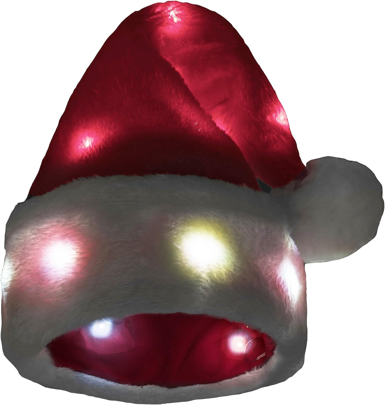 Funny Santa Hat with 20 Blinking Color-Changing Light up LED Lights - Soft Plush Faux Fur for Adults and Children…