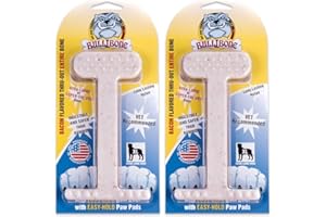 Bullibone Nylon Dog Chew Toy Nylon Bone - Improves Dental Hygiene, Easy to Grip Bottom, and Permeated with Flavor (Bacon, XL - 2 Pack)