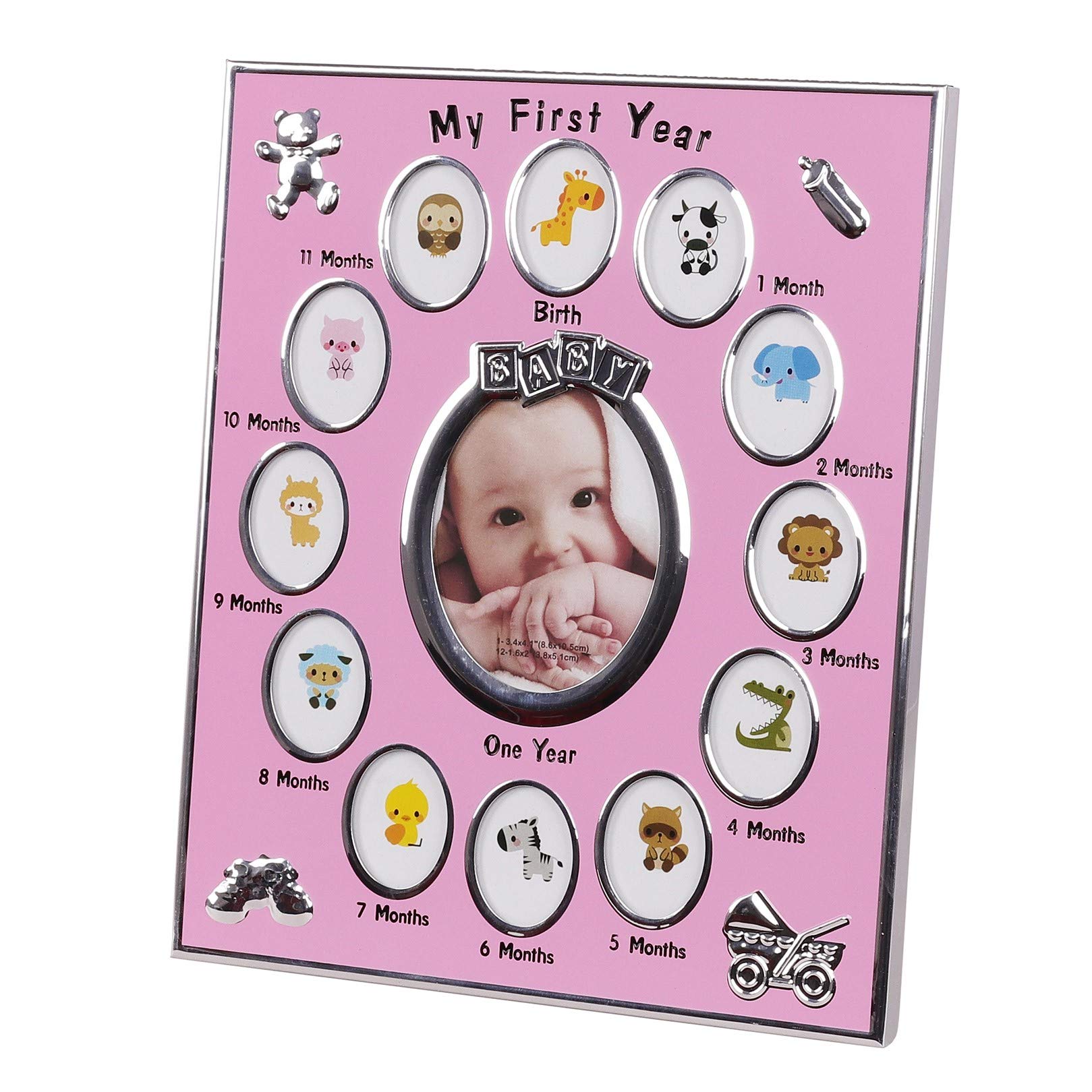 FUPUONE ベビーフォトフレーム 生後12カ月の成長記録を1つに 4カラー サイズ23cm×28cm (ピンク)商品画像