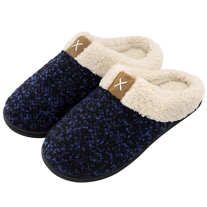 VeraCosy Damen Memory Schaum Hausschuhe, Wollähnliche Plüsch Fleece Gefüttert Pantoffeln