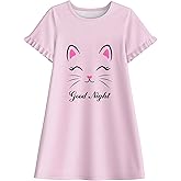 LQSZ Girls Nightgowns Kids Nightdress 3-10 Years Toddler Pajamas Fantasy Princess Sleepwear Short Sleeves Nightie
