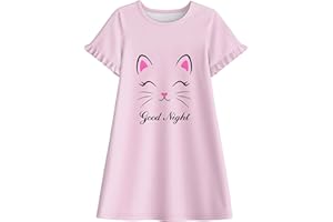 LQSZ Girls Nightgowns Kids Nightdress 3-10 Years Toddler Pajamas Fantasy Princess Sleepwear Short Sleeves Nightie