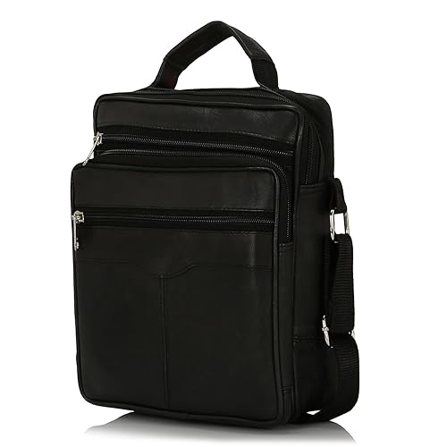 Cervo Unisex Leather Handbag (CB12, Black)