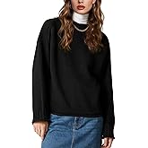 Yimoon Womens Oversized Rollneck Sweater Casual Cable Knit Long Sleeve Chunky Pullover Sweater Fall Winter Knitwear 2025(Black-M)