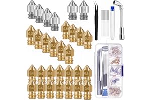 XINKYD 30pcs 3D printer nozzles mk8 nozzle Brass + Stainless steel 0.2mm 0.4mm 0.6mm for Ender 3 V2 /Ender 3/Ender 3 Pro/Ender 3 Max/Ender 5 Pro/Ender 3 S1/Ender 3 Neo/CR 10 Seriesand so on…