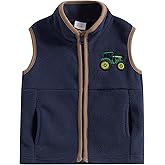Ayalinggo Toddler Baby Boy Fleece Winter Warm Vest Plush Jacket Fall Outwear Stand Collar Zip Up Tractor Embroidery Kids Coat