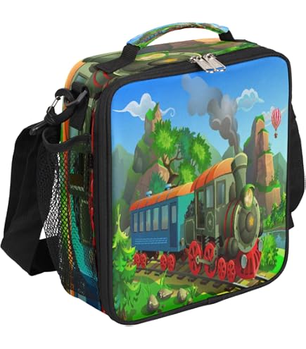 Vintage Train Insulated Lunch Bag - Reusable Thermal Cooler Bag With Shoulder Strap For School, Work, Travel - View #10