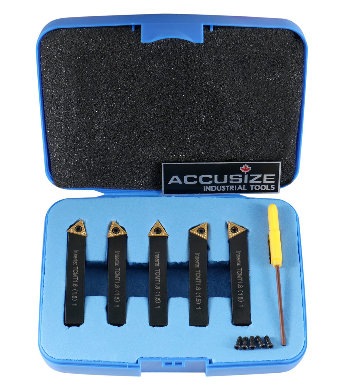 Accusize - 5 Pcs/Set 5/16'' Indexable Carbide Insert Turning Tool Bits, #2380-5042