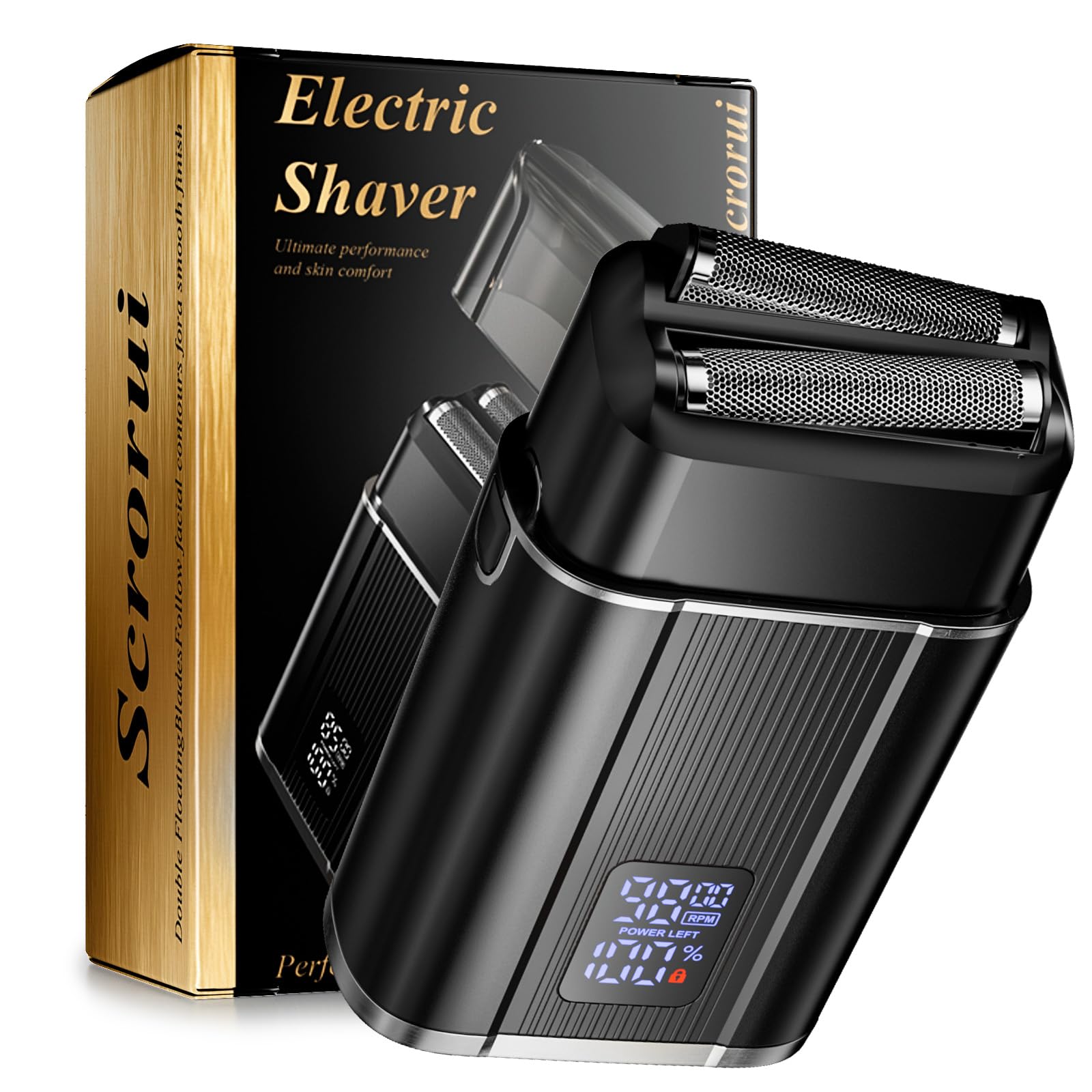 Photo 1 of Foil Shavers for Men, Scrorui High Speed Double Floating Blades Electric Razor, IPX6 Waterproof Dry/Wet, 2 Adjustable Speed Electric Shaver