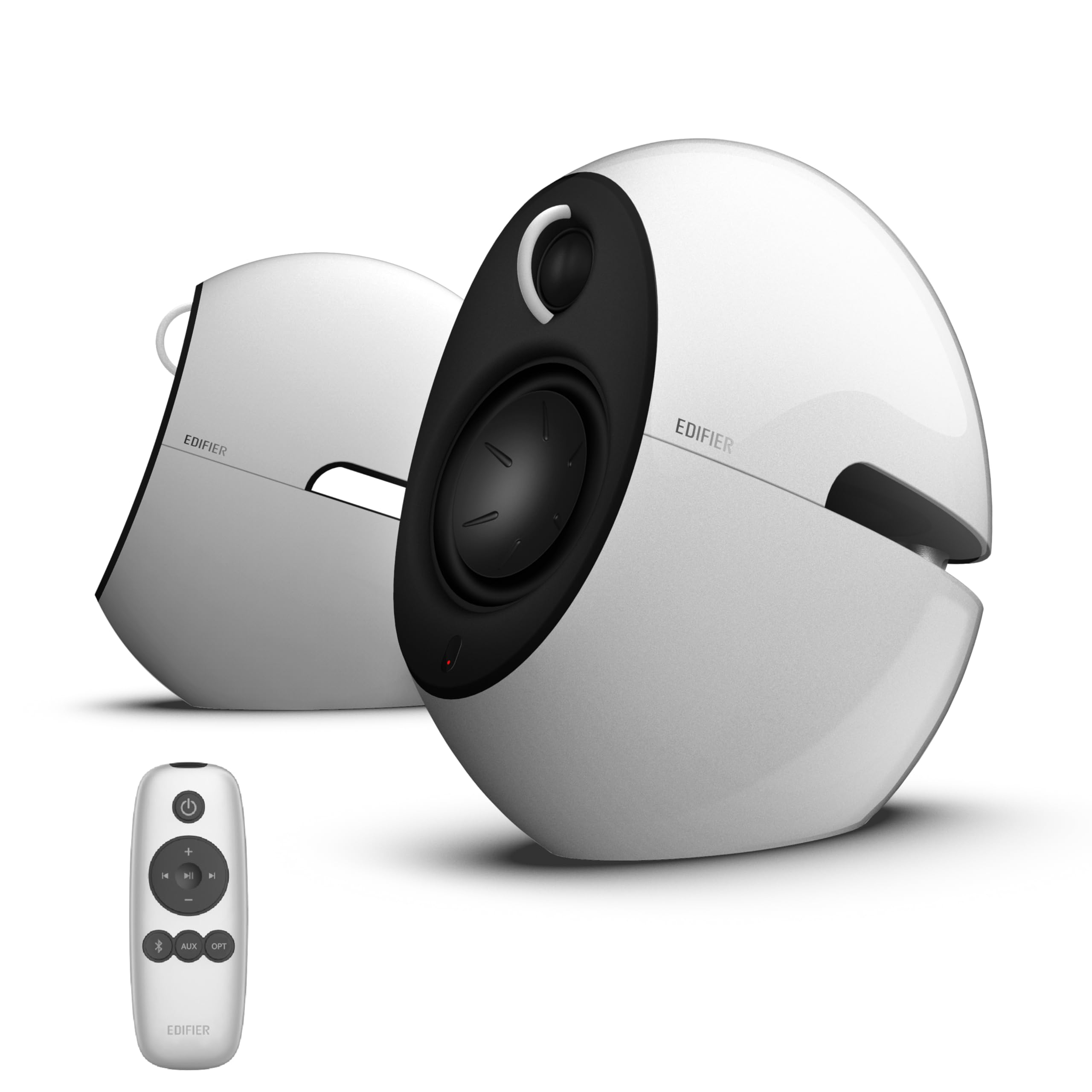 Edifier E25HD Bluetooth Lautsprecher-Set – 74Watt – Hervorragende Soundqualität mit Bassreflexmembran – LDAC-Technologie – Bluetooth 5.3 – Elegantes Design – Optische + Aux-Anschlüsse – Weiß