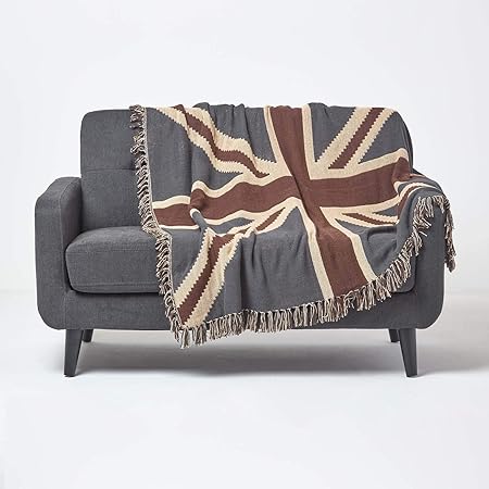 Homescapes 100 Cotton Hand Woven Union Jack Flag Throw 50 X 60