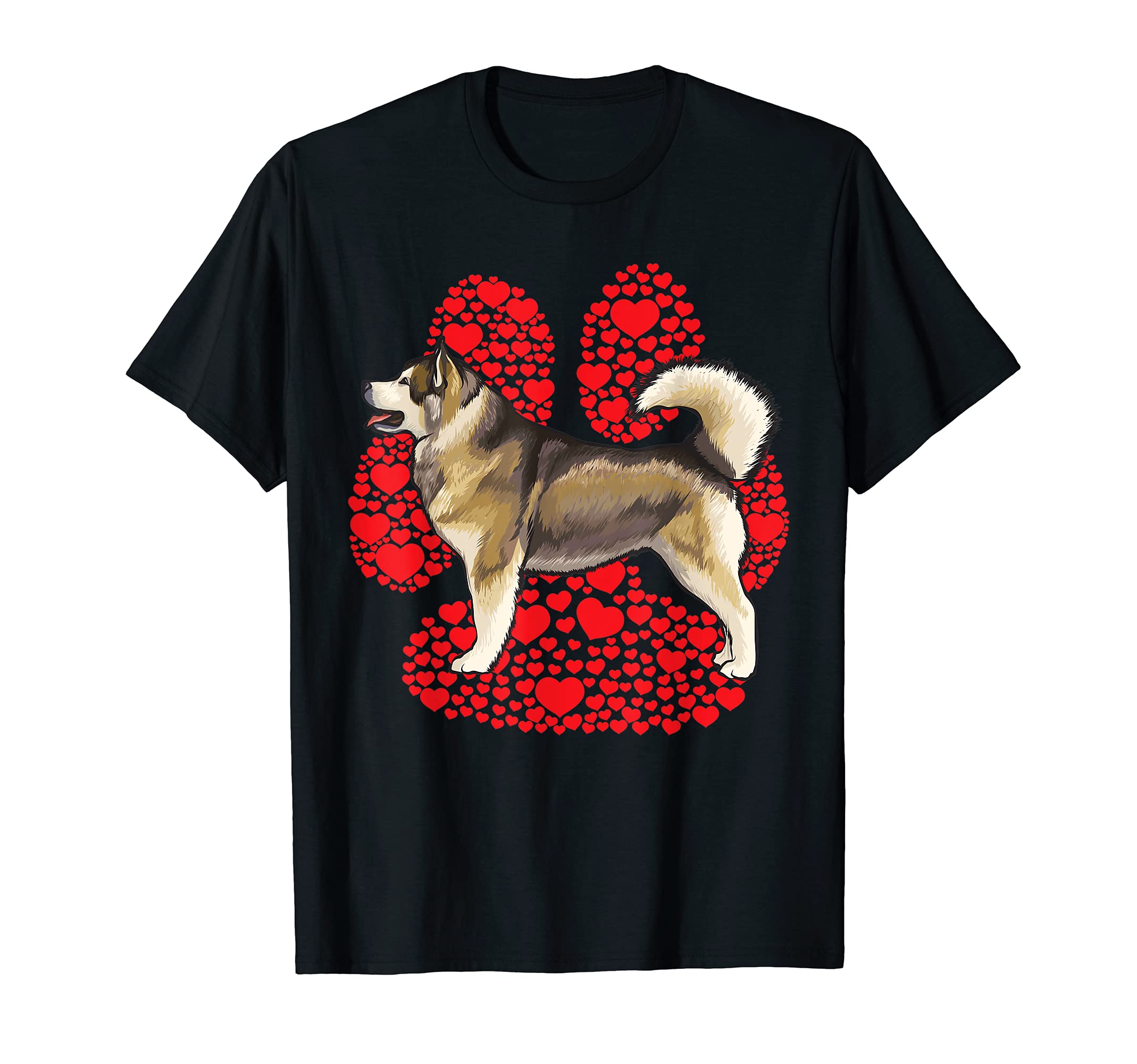 Alaskan Malamute Valentines Day Dog Love Paw T-Shirt