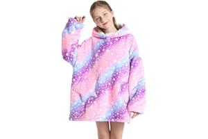 DESERTHOME Wearable Blanket Hoodie for Kids 4-12YR Oversized Hooded Blanket Super Soft Comfortable Warm Flannel Purple