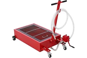 Garvee 20 Gallon Oil Drain Pan Oil Drain Tank, 76L Low Profile Oil Drain Pan, Large Capacity Oil Change Pan with Manual Pump 