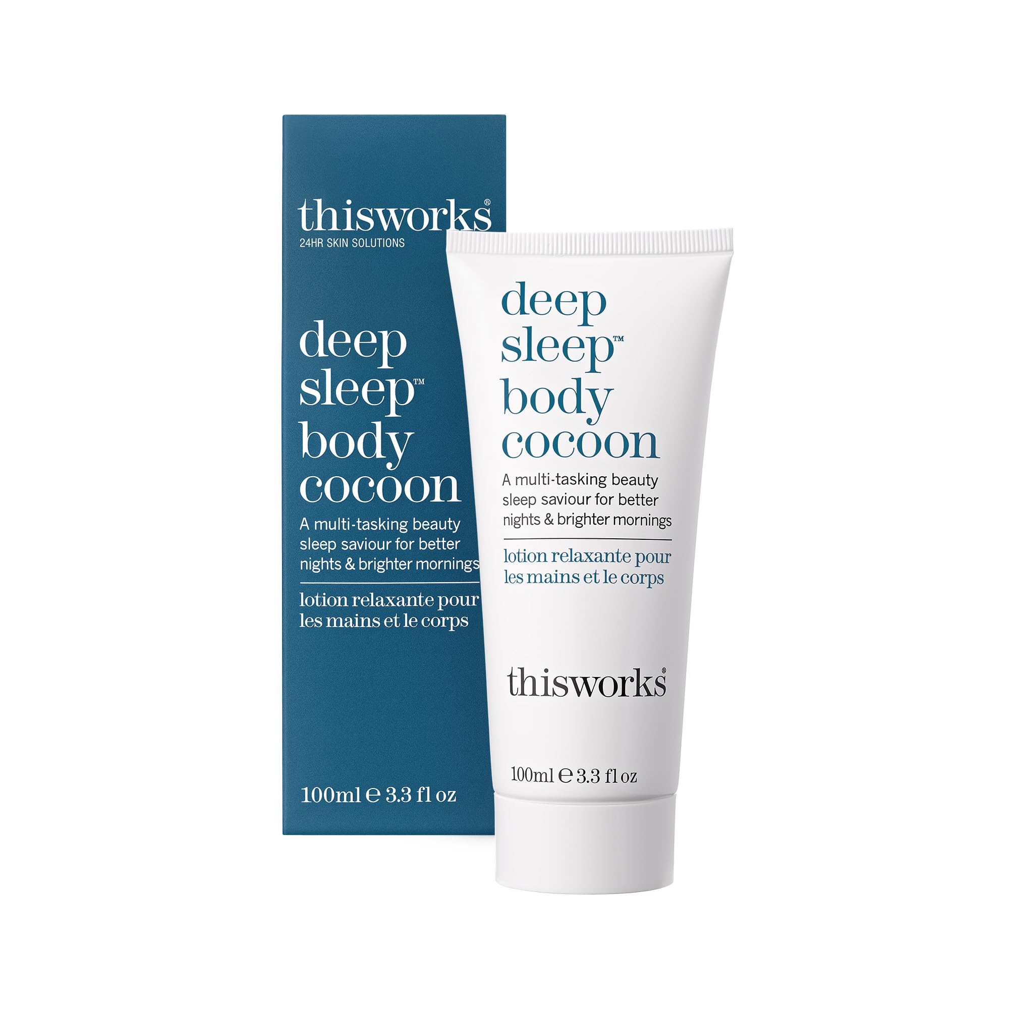 This Works Deep Sleep Body Cocoon, 100 ml - Body Lotion with Soothing Shea Butter to Support Dry Skin - Nourishing Body Moisturiser Infused with Lavender and Camomile Essential Oils for Restful Sleep