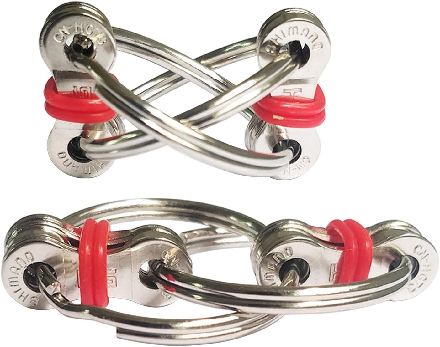 ZJT 2 Packs Flippy Chain Fidget Toys, Stress Relief Finger Fidget Toys Stainless Steel Fidget Rings Toys for Kids with ADD, ADHD, Anxiety, Autism (Gules)