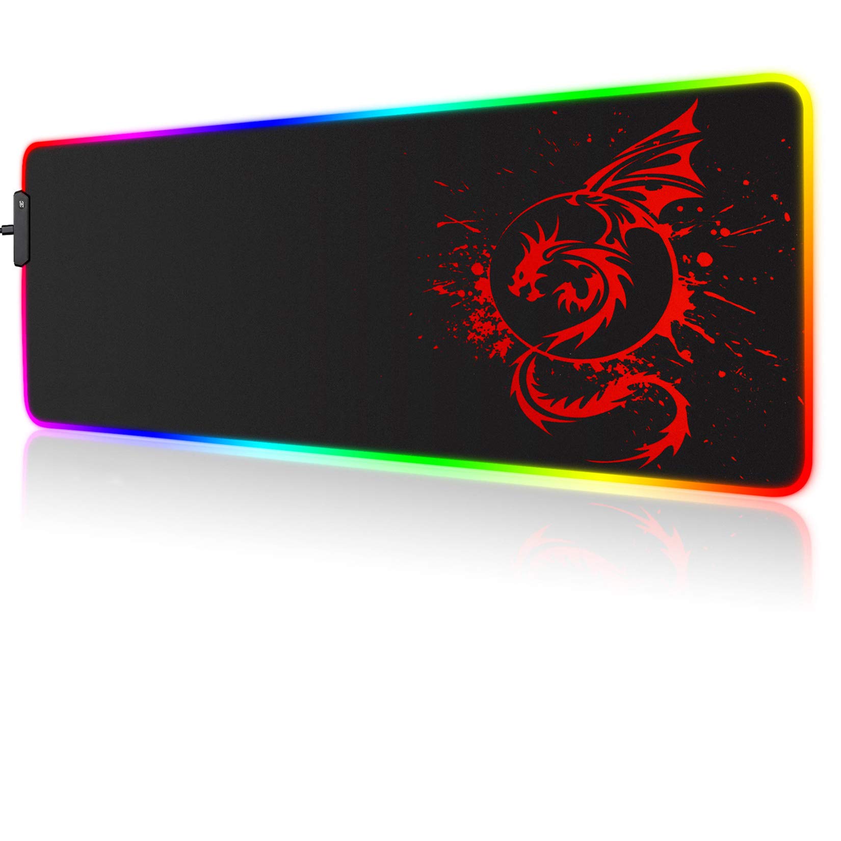 Foulrog RGB Gaming Mouse Pad, Large Extended Glowing Led Mousepad with 15 Lighting Modes and USB,Smooth Surface Waterproof Gamer Mouse Mat for Gaming, Macbook, PC, Laptop, Desk 31.5 X 12 Inch (Red)