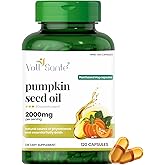 VOLL Sante Pumpkin Seed Oil Capsule-2000 mg Per Serving| HPMC Plant-Based Veg Capsules| Non-GMO| Cold-Pressed | Ayurvedic Supplement | Natural Source of Omega 6&9 Essential Fatty Acids |120 Capsules
