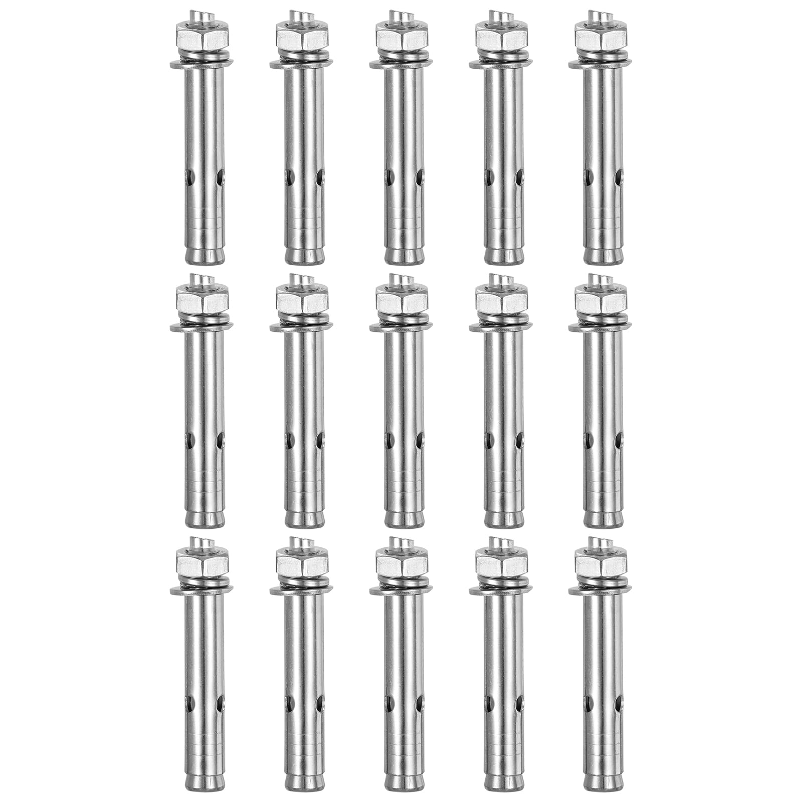 DTGN M10 x 80 Hex Expansion Bolts - 15Pack - Good for Concrete Dry Brick Block Walls - 304 Stainless Steel - Silver