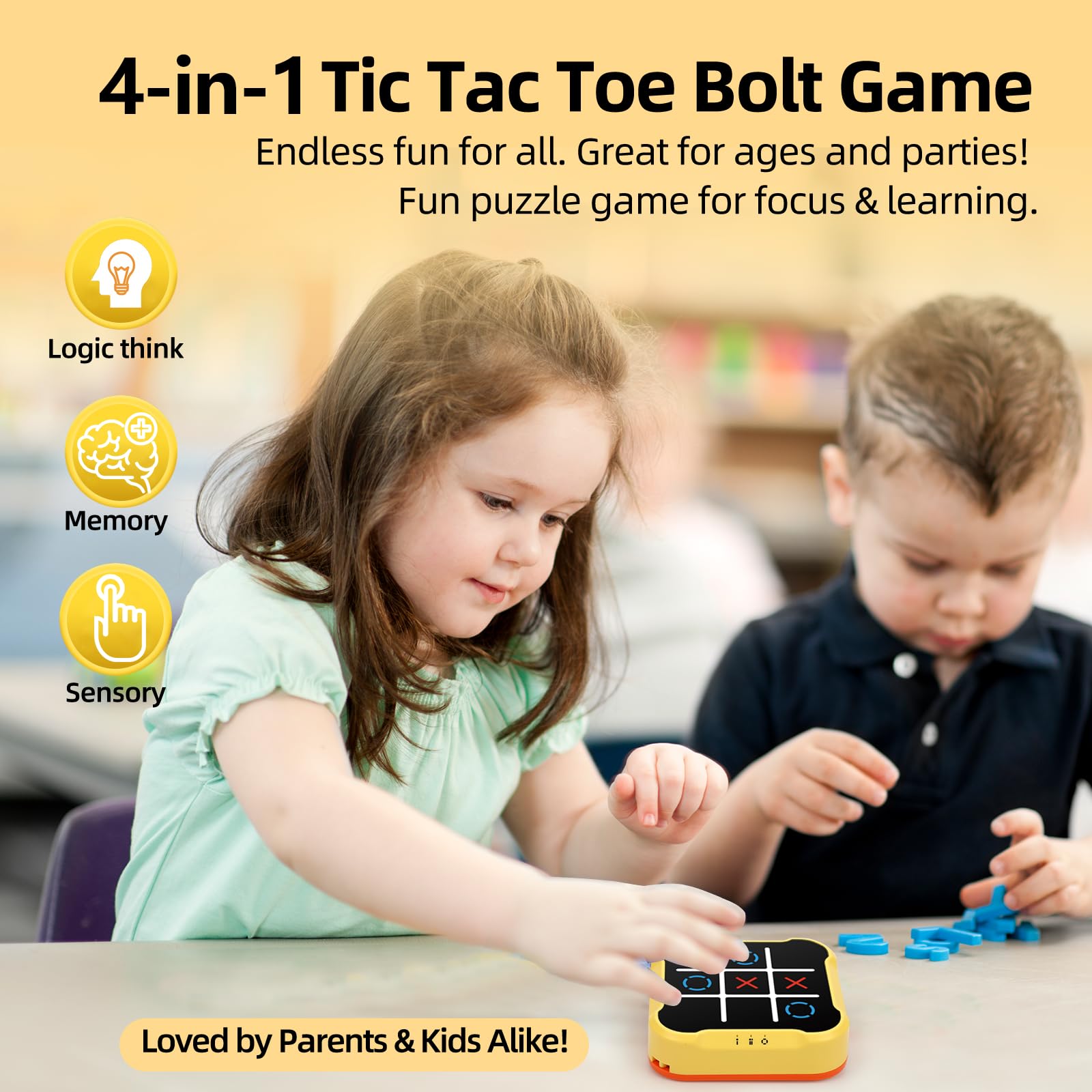 COUOMOXA Fits Tic Tac Toe Games for Kids: 4-in-1 Portable Sensory Puzzle Game - 6 7 8 9 10 11 12 Years Old Kids Electronic Toy for Travel Home School (4-in-1 Tic Tac Toe Games)