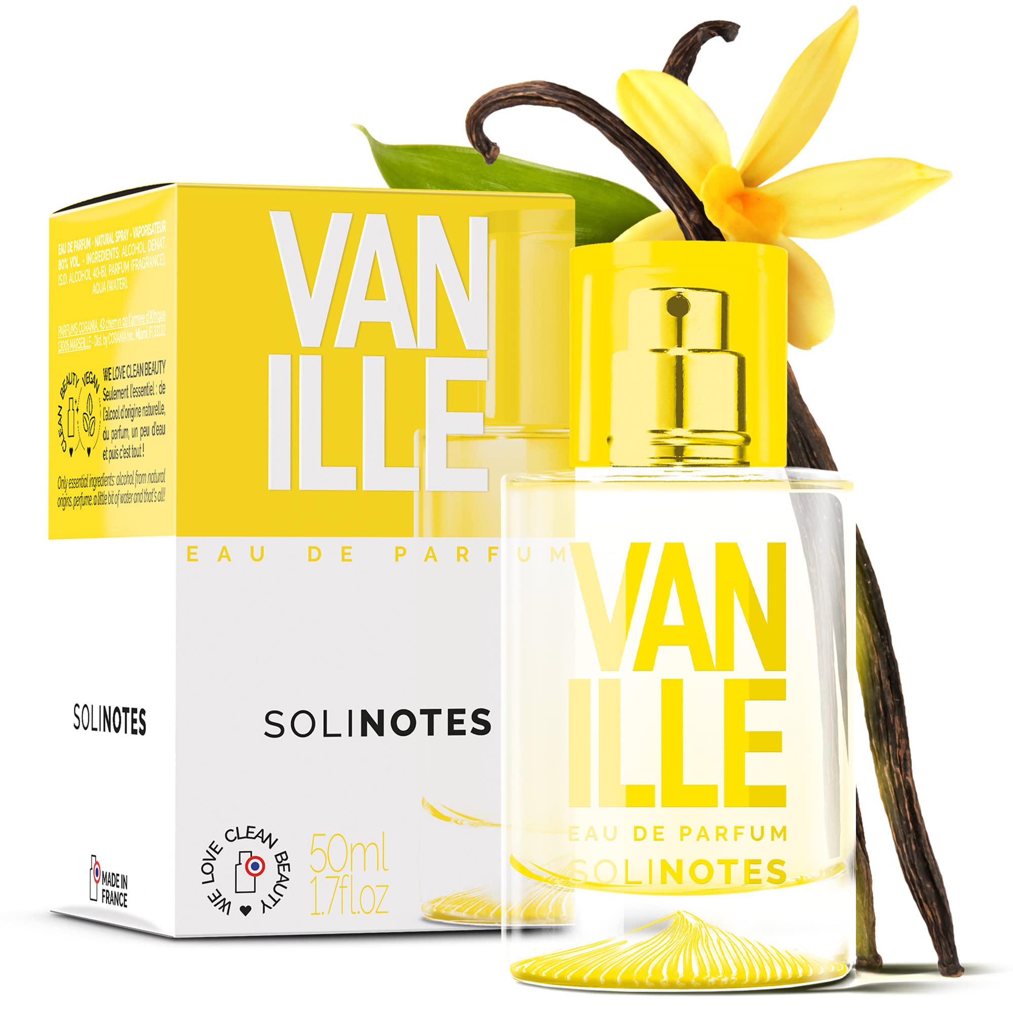 Solinotes Vanilla Perfume for Women & Men, 1.7 Fl Oz/ 50 ML Eau De Parfum, Delicate Floral and Soothing Scent with Premium Ingredients - Clean Perfume, Cruelty Free, Vegan, Made in France