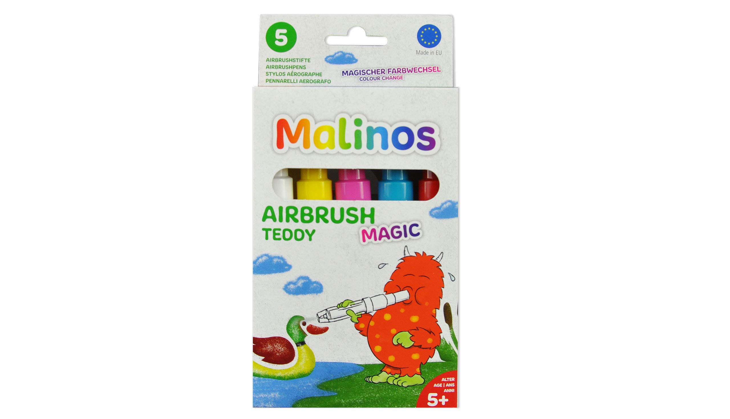 MALINOS 300967 Magic Teddy Set of 5 Including Stencil A6 Airbrush 10 x 20 x 2 cm