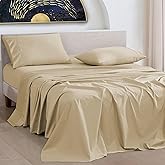 URBANHUT 1000 Thread Count 100% Cotton Twin Size Sheets, Soft & Breathable 4 Piece Bedsheet Set, Luxury Hotel Sheets Sateen Weave, Better Than Egyptian, 14" Elasticized Deep Pocket - Sand