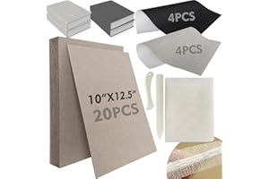 KREAPA Chipboard for Book Binding, Book Binding Kits Include 20 Pcs 80PT 10x12.5 Inch Chip Boards, 10 Pcs Book Cloth (Gray, Black, 10x14 inch), 2 Bone Folder, 1Mull Cloth for Book Binding (35x45 inch)