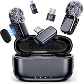 Blinfada Mini Wireless Lavalier Microphone for iPhone Android Camera, Dual Channel Wireless Microphones with AI Noise Cancellation, 328ft Range, 36H Battery Case, Type-C, Lightning &amp; USB Plug &amp; Play