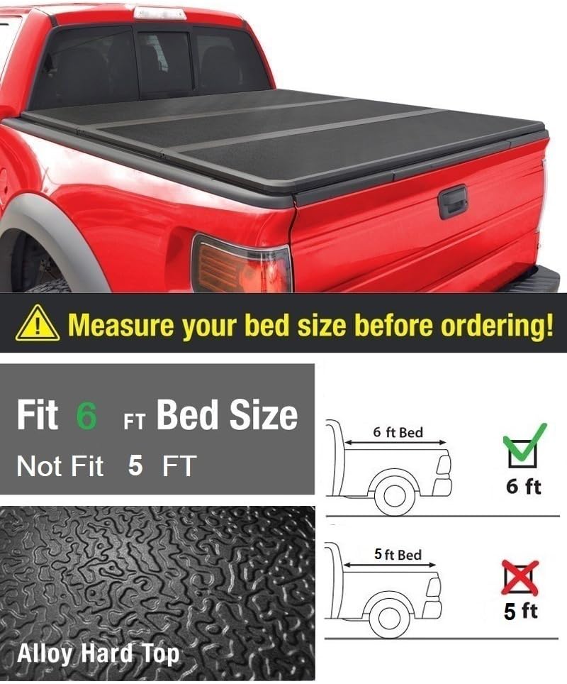 EZ Auto Premium Hard Top Tri-Fold Truck Bed Tonneau Cover for 2005-2015 Toyota Tacoma 6 ft / 72 inch Bed