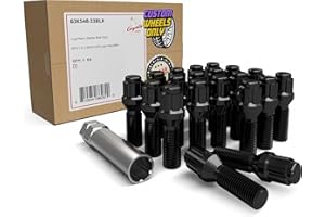 Wheel Accessories Parts 20 Pcs M14 x 1.50 14 x 1.5 Thread Acorn Seat Spline Lug Bolt Black Finish 33mm Shank Length Car Spline fits BMW 7 Series X3 X5 ｜ Land Rover Range Rover