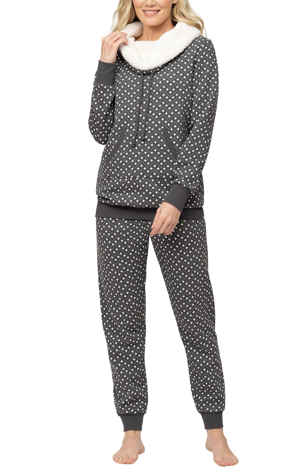 PajamaGram Women's Pajamas - Women Pajama Sets, Gray Geo, LG Image