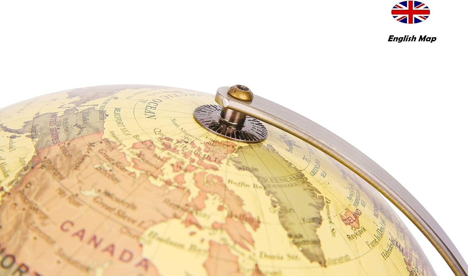 Exerz 30cm World Globe Antique Metal Arc and Base Bronzed colour, Large Rotating Earth Globe, Educational/Geographic - Image 4