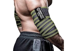 Elbow Wraps for Weightlifting (1 Pair), 47" Elastic Elbow Support & Compression Powerlifting, Fitness, Cross Training & Gym W