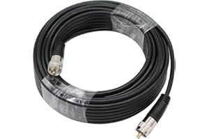 exgoofit RG8X Coaxial Cable 50ft (15m), CB Coax Cable, UHF PL259 Male to Male Coaxial Cable Connector for HAM Radio, Antenna Analyzer