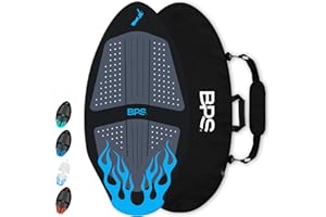 BPS New Zealand ‘Flame’ - High Performance Wooden Skimboard with Custom Traction Pads – with Optional Padded Carry Bag Made from Recycled Plastics – for Kids or Adults, Choose from 4 Colors