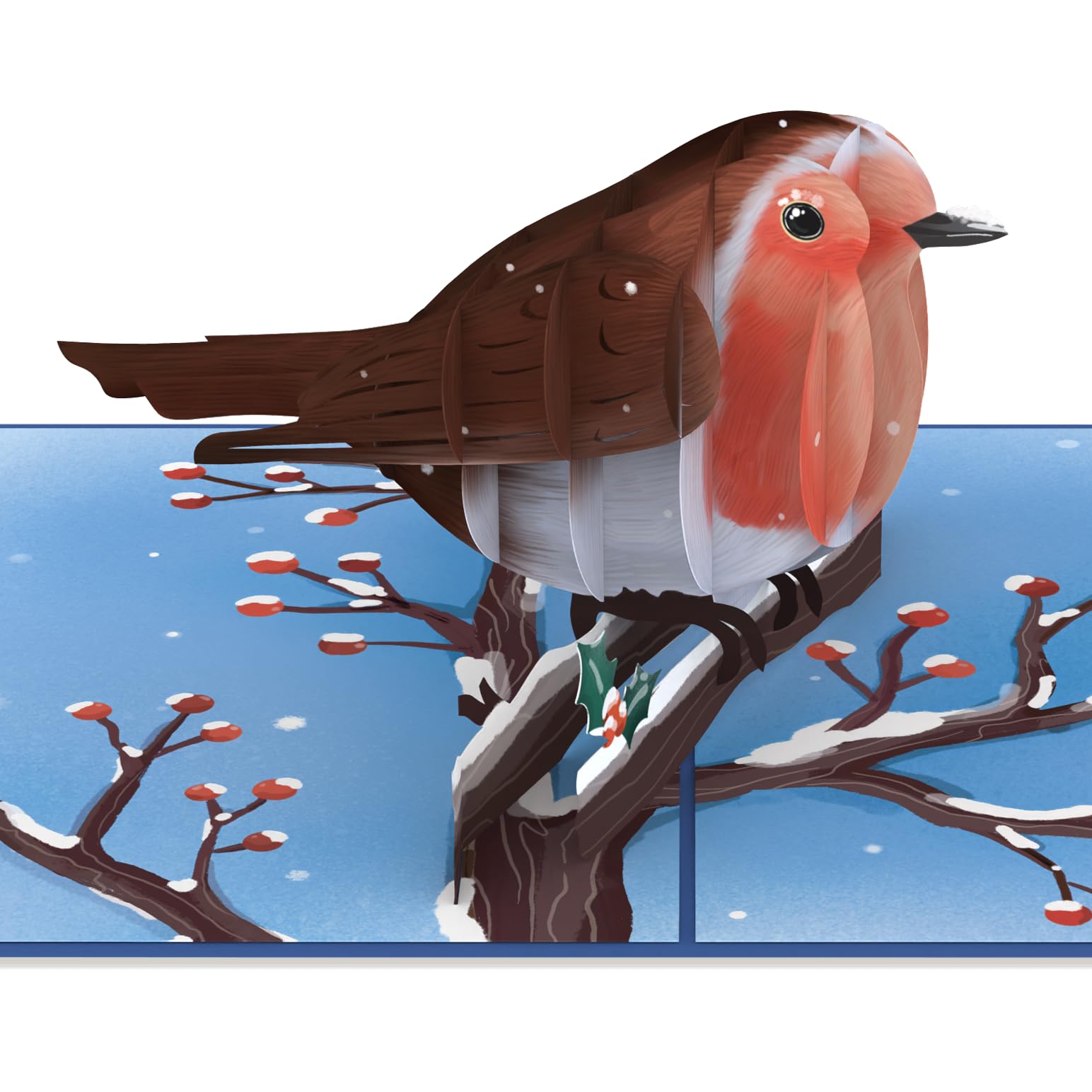 papercrush Pop-Up Card Christmas Robin - Cute 3D Christmas Card with Bird and Snow for Women (Girlfriend, Mum & Grandma) - Handmade Winter December Birthday Card as a Gift Voucher or Money Gift