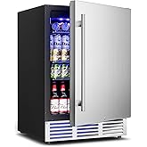 24 Inch Beverage Refrigerator, 180 Can Under Counter Fridge, Stainless Steel Beer Fridge for Built-in & Freestanding, Outdoor Refrigerator for Soda, Beer, Wine (Black) on Fridge.com