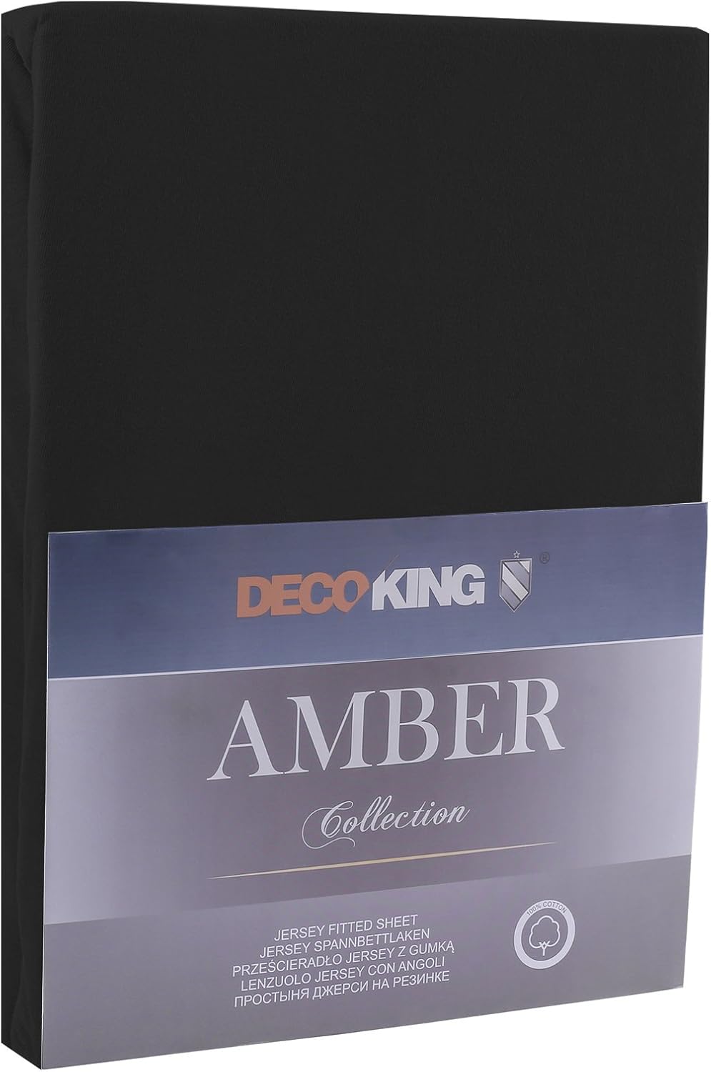 DecoKing Fitted Sheet Single 100% Combed Cotton Soft Jersey Bed Sheet 80x200-90x200 cm Black Amber - Image 3