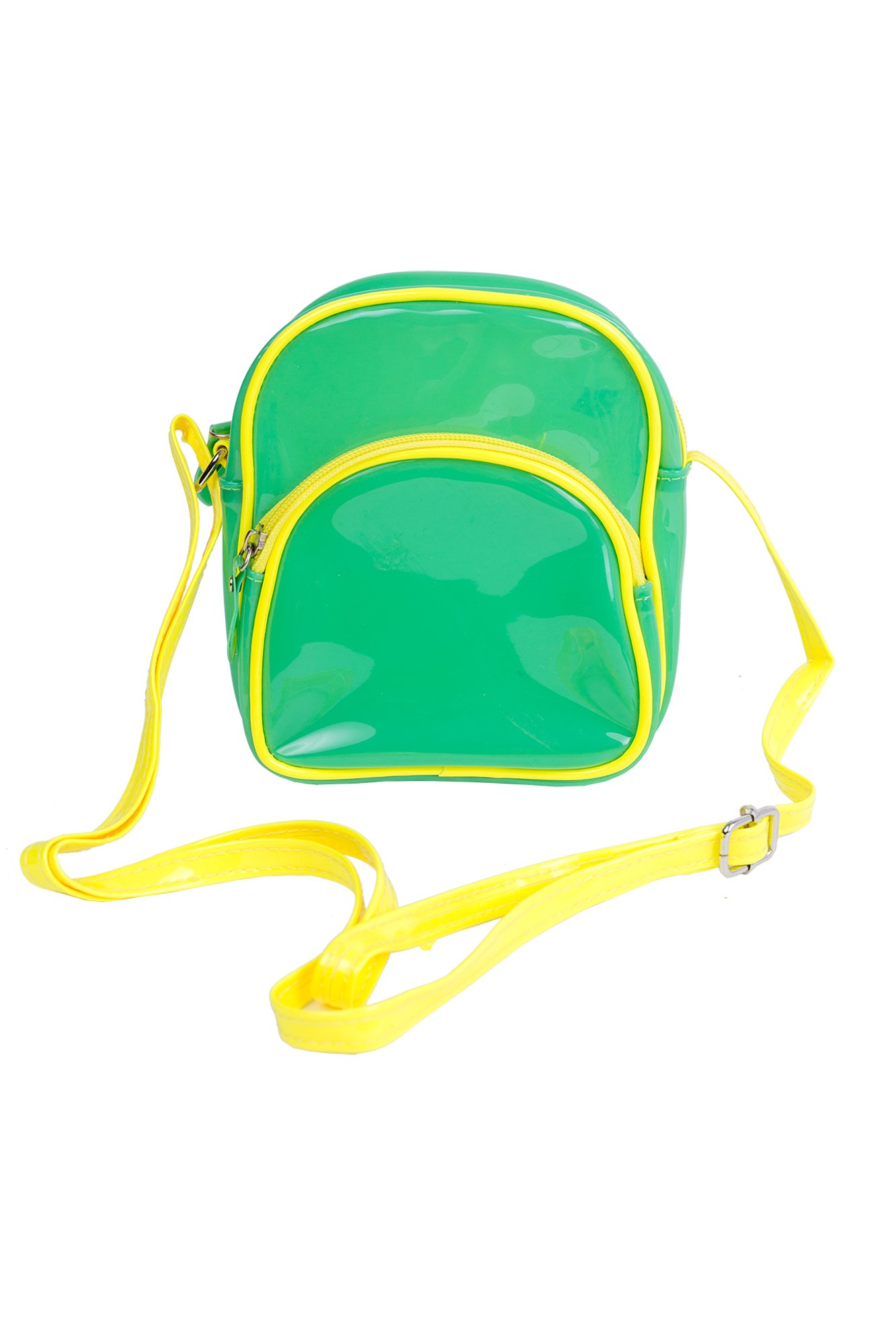 Emartbuy PVC Transparent Waterproof Ladies Women Girls Casual Fashion Shoulder Zip Bag Crossbody - Green