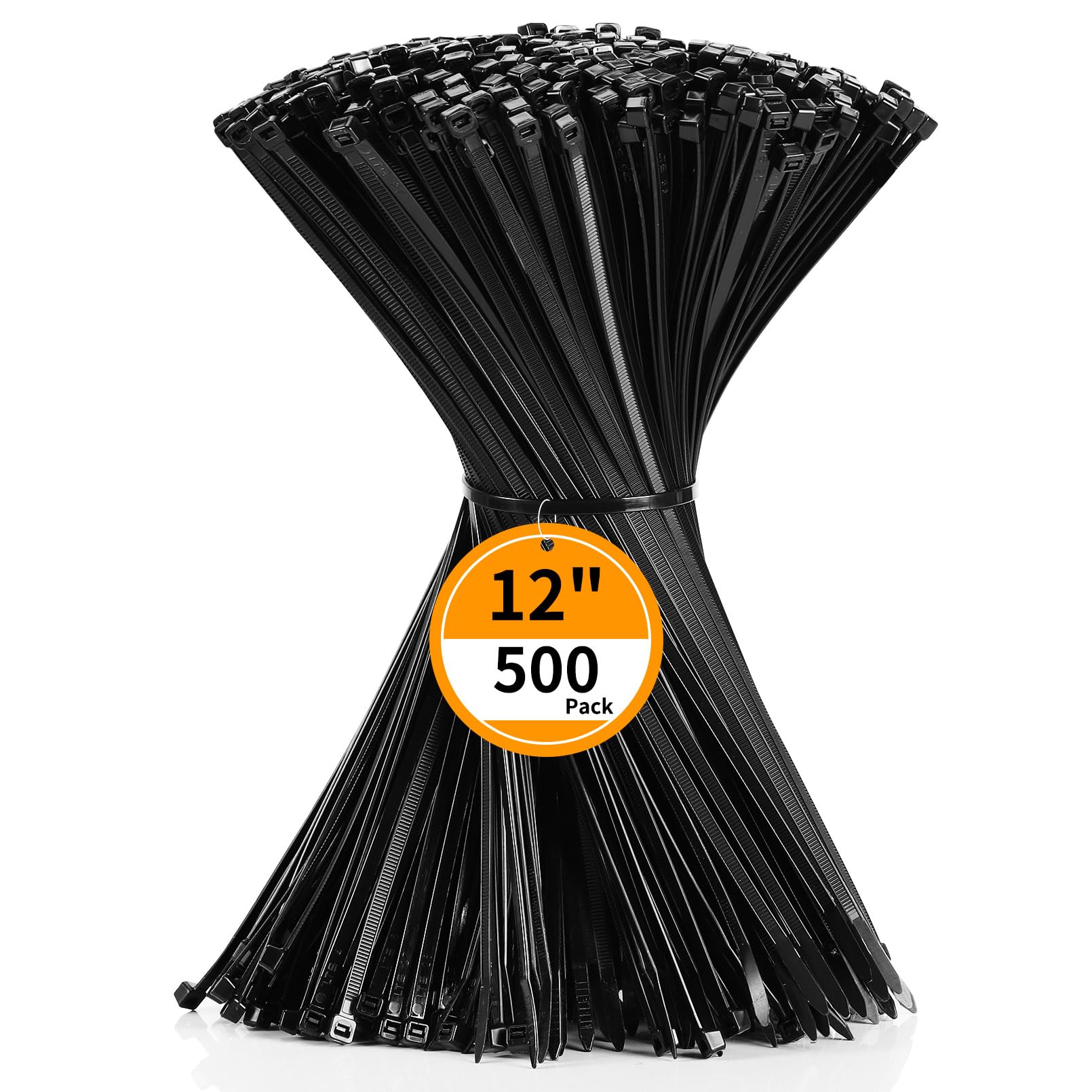 Cable Zip Ties 12 inch Cehony 500 Pack Black Cable Ties 300mm x 4.5mm Heavy Duty 50lbs Tensile Strength Nylon Plastic Zip Ties for Outdoor Multi-Purpose Self-Locking UV Resistant Wire Ties Wraps