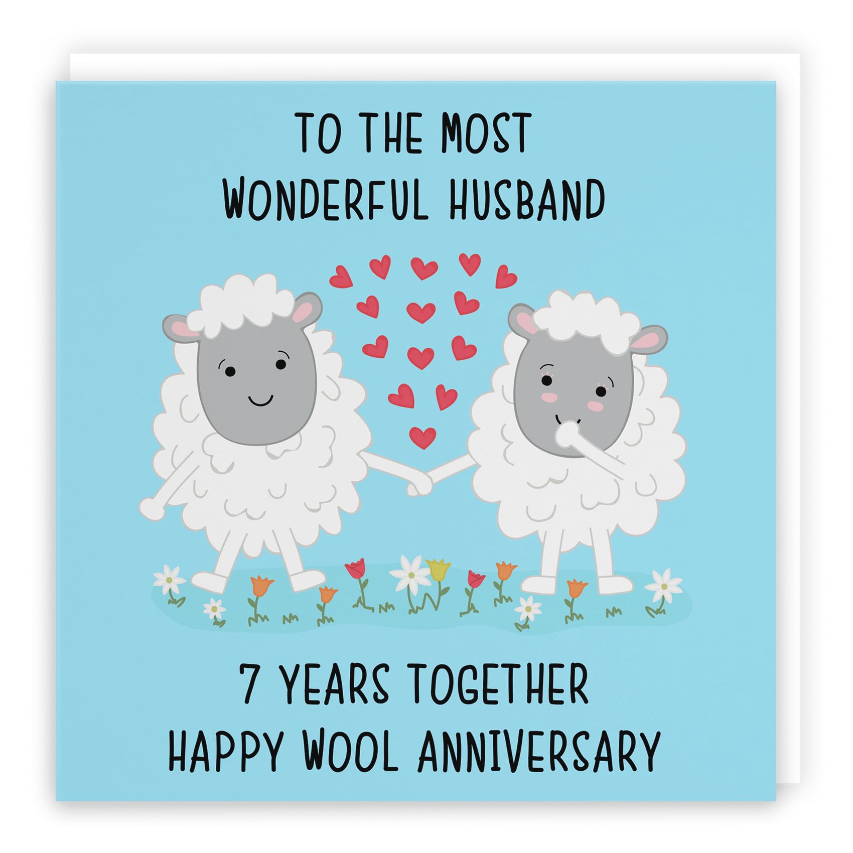 Hunts England - Husband 7th Anniversary Card - To The Most Wonderful Husband - 7 Years Together - Happy Wool Anniversary - Iconic Collection — image 1