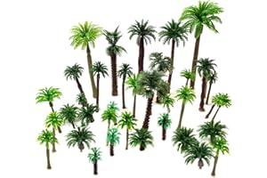 OrgMemory 36pcs Palm Trees, Ho Scale Bushes, Plastic Trees for Projects 1.5-6 inch(3-16 cm), Miniature Trees