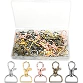 PEOUWNES Swivel Clasp Hooks, Key Chain Clip Hooks, D Ring Clip Lanyard Snap Hook for Keychain Making, Purse Hardware, Lanyard Making, DIY Craft (3/4&rdquo; Inside Width)