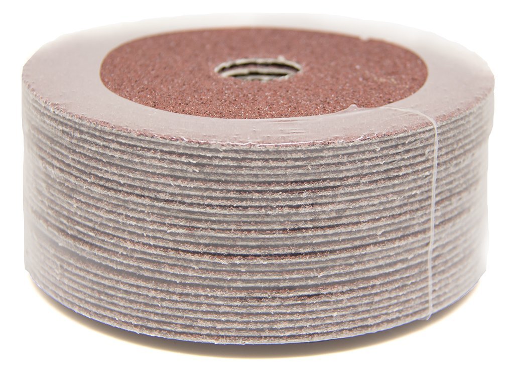Benchmark Abrasives 5" Aluminum Oxide Resin Fiber Grinding and Sanding Discs for Metals, Wood, and Fiberglass 7/8" Arbor, Use with Angle Grinder (25 Pack) - 120 Grit