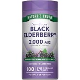 Nature's Truth Black Elderberry Capsules | 100 Count | Super Concentrated Sambucus Extract | Non-GMO and Gluten Free Supplement