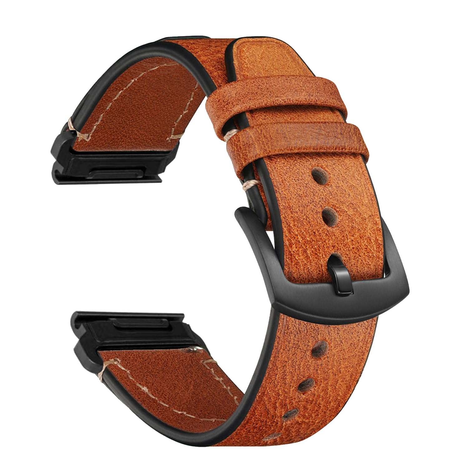 CeiBand Leather Strap for Garmin QuickFit 22 mm 26 mm, Soft and Comfortable Leather Bracelet, Replacement Watch Band for Women and Men - 22mm Brown