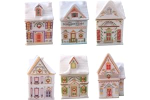 Generic 6X Christmas Village Spice Houses,Spice Jars Kitchen Multifunction Empty Bottles Miniature Resin Ornaments for Baking
