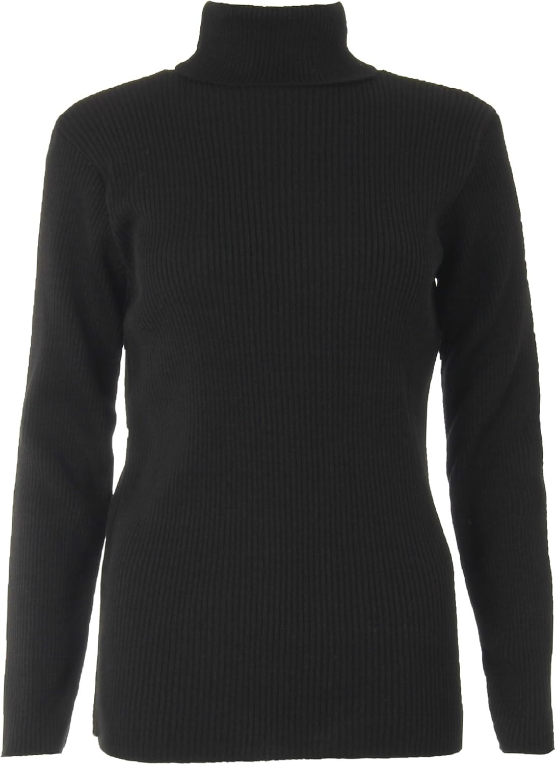 Forever Women's Long Sleeves Ribbed Polo Neck Stretchy Knitted Jumper